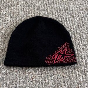 ZeroXposur Black Knit Beanie with Red Logo Tab